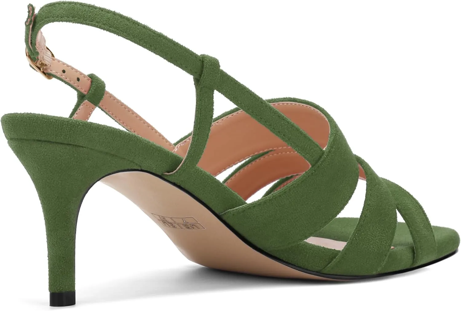 AMBELIGHT Women'S Strappy Low Kitten Slingback Heels Round Open Toe Ankle Buckle Suede Sandals Casual Comfortable Dress Wedding Work Shoes For Women 2.5 Inch