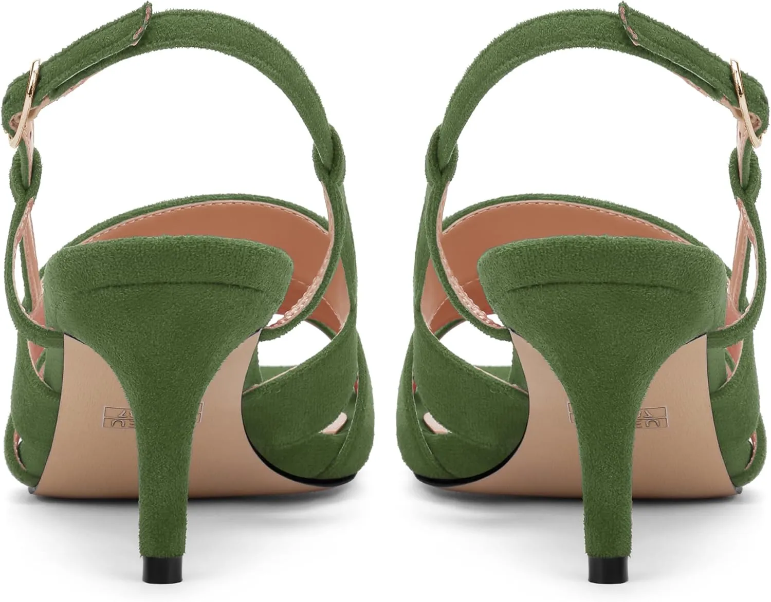 AMBELIGHT Women'S Strappy Low Kitten Slingback Heels Round Open Toe Ankle Buckle Suede Sandals Casual Comfortable Dress Wedding Work Shoes For Women 2.5 Inch