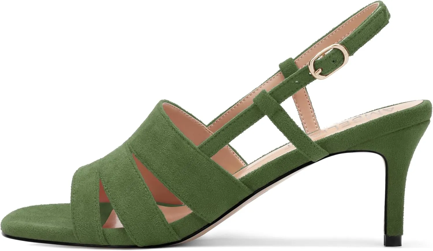 AMBELIGHT Women'S Strappy Low Kitten Slingback Heels Round Open Toe Ankle Buckle Suede Sandals Casual Comfortable Dress Wedding Work Shoes For Women 2.5 Inch