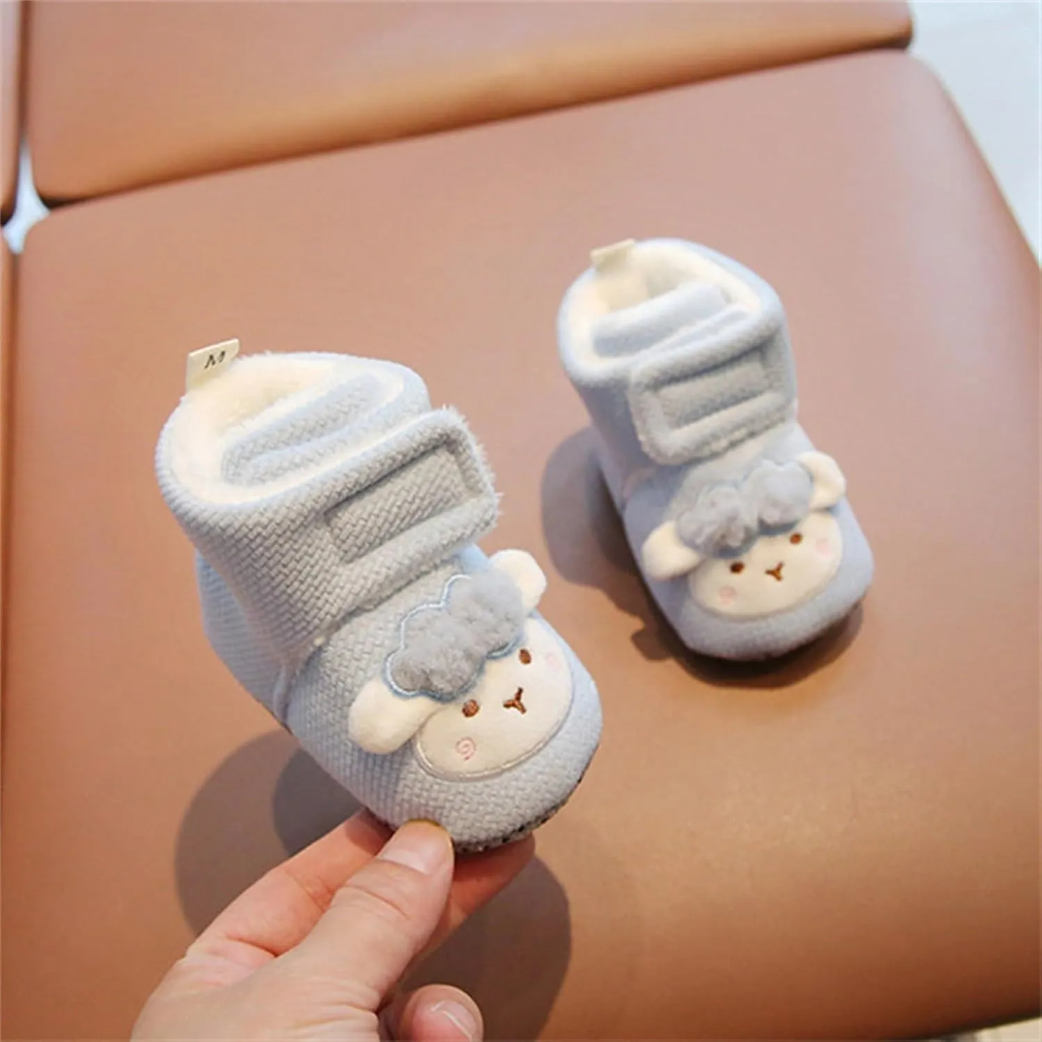 artoon Cotton Fuzzy Booties For Toddler Open Toe Cute Warm Shoes Boots Baby Indoor Outdoor Warm Comfy Wool Snow Boots