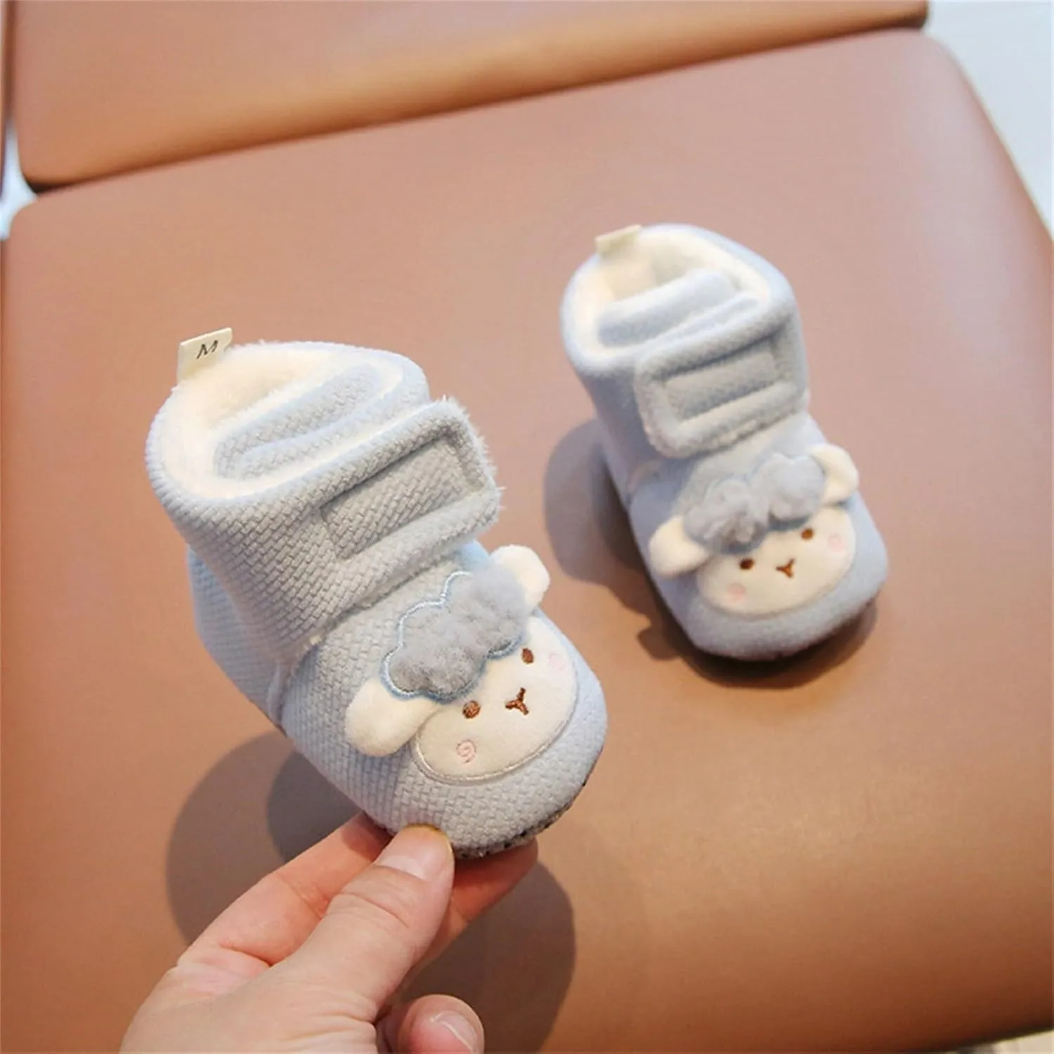 artoon Cotton Fuzzy Booties For Toddler Open Toe Cute Warm Shoes Boots Baby Indoor Outdoor Warm Comfy Wool Snow Boots