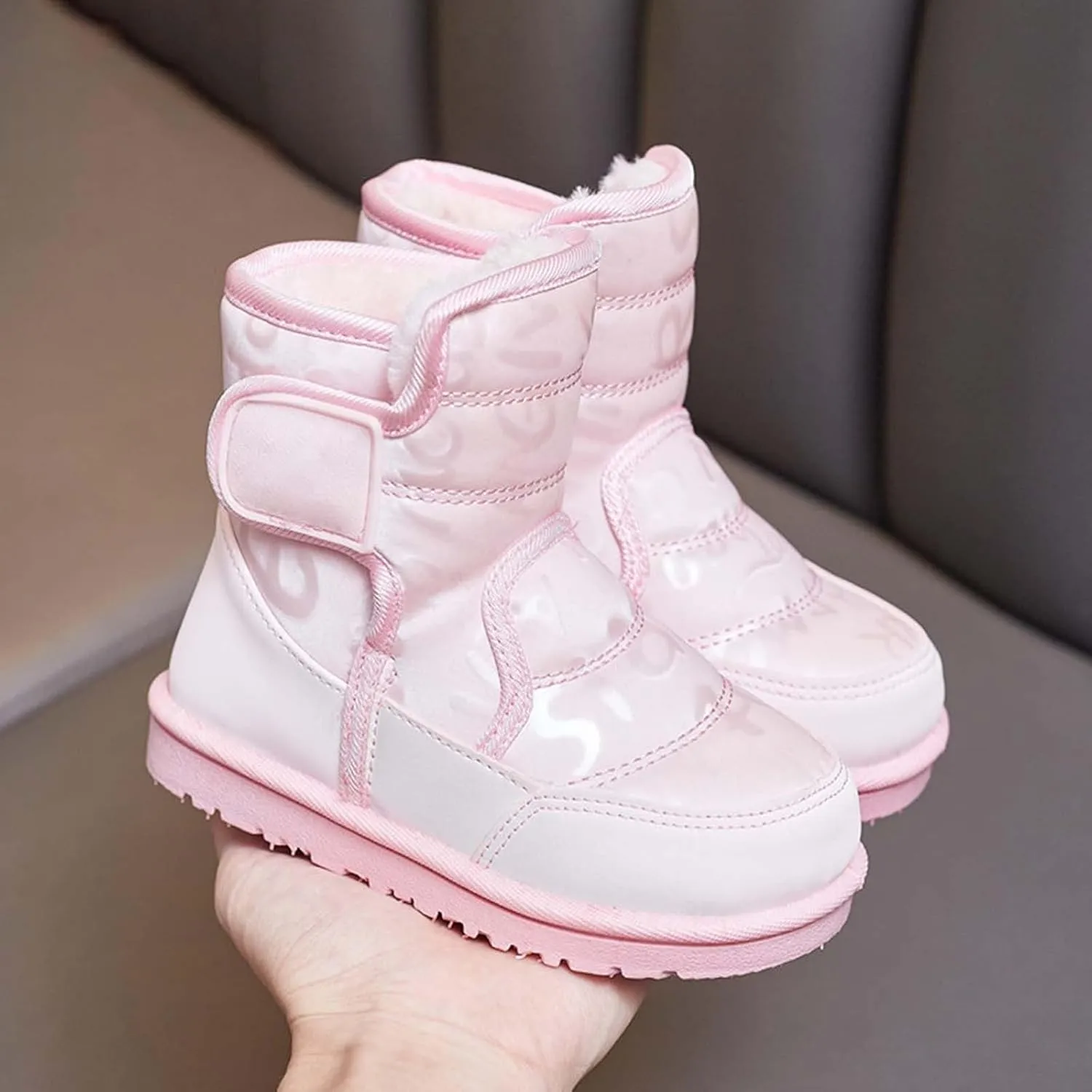 Big Kids Open Toe Snow Booties Childrens Warm Lightweight Comfy Non Slip Ski Shoes Outdoor Flat Chunky Sole Boots