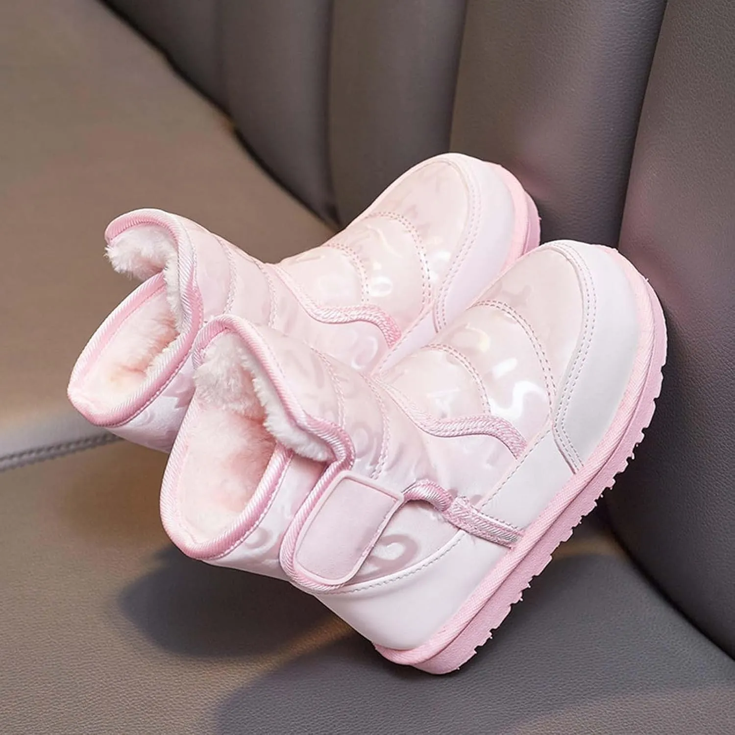 Big Kids Open Toe Snow Booties Childrens Warm Lightweight Comfy Non Slip Ski Shoes Outdoor Flat Chunky Sole Boots