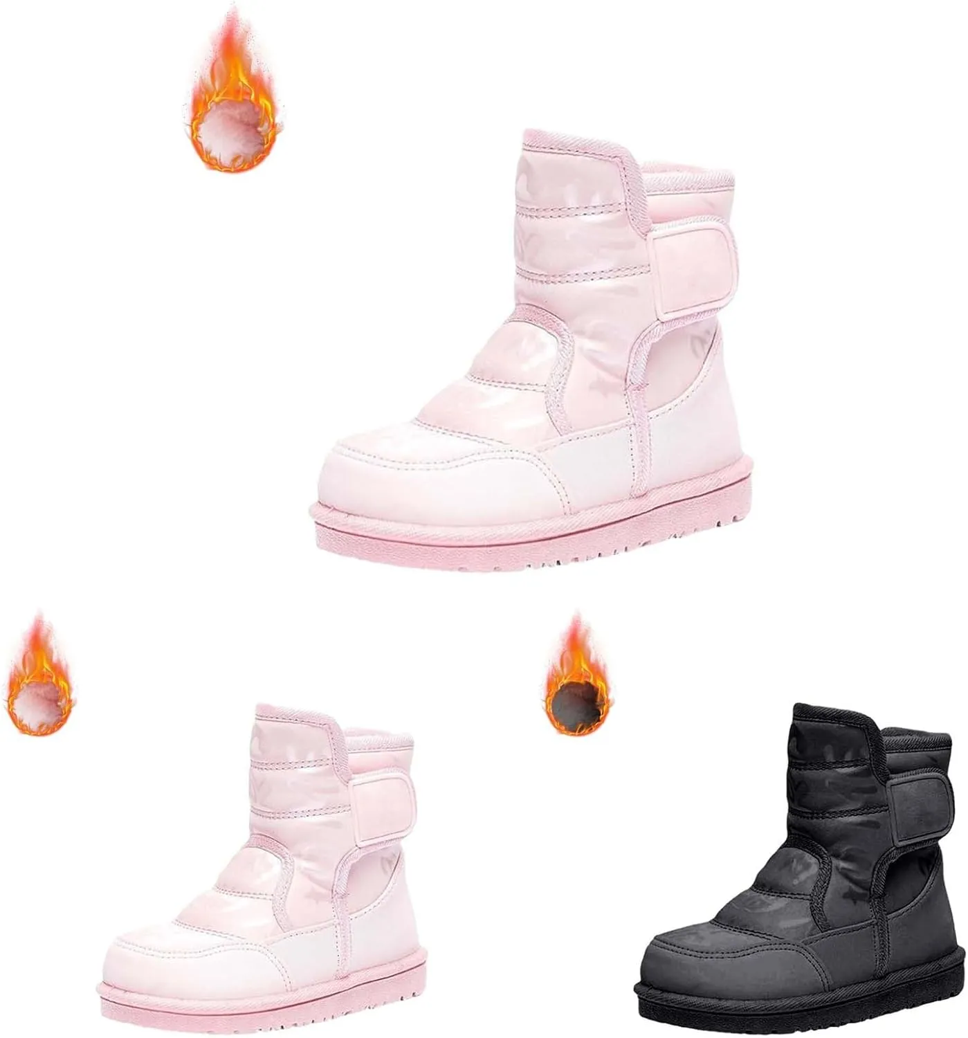 Big Kids Open Toe Snow Booties Childrens Warm Lightweight Comfy Non Slip Ski Shoes Outdoor Flat Chunky Sole Boots