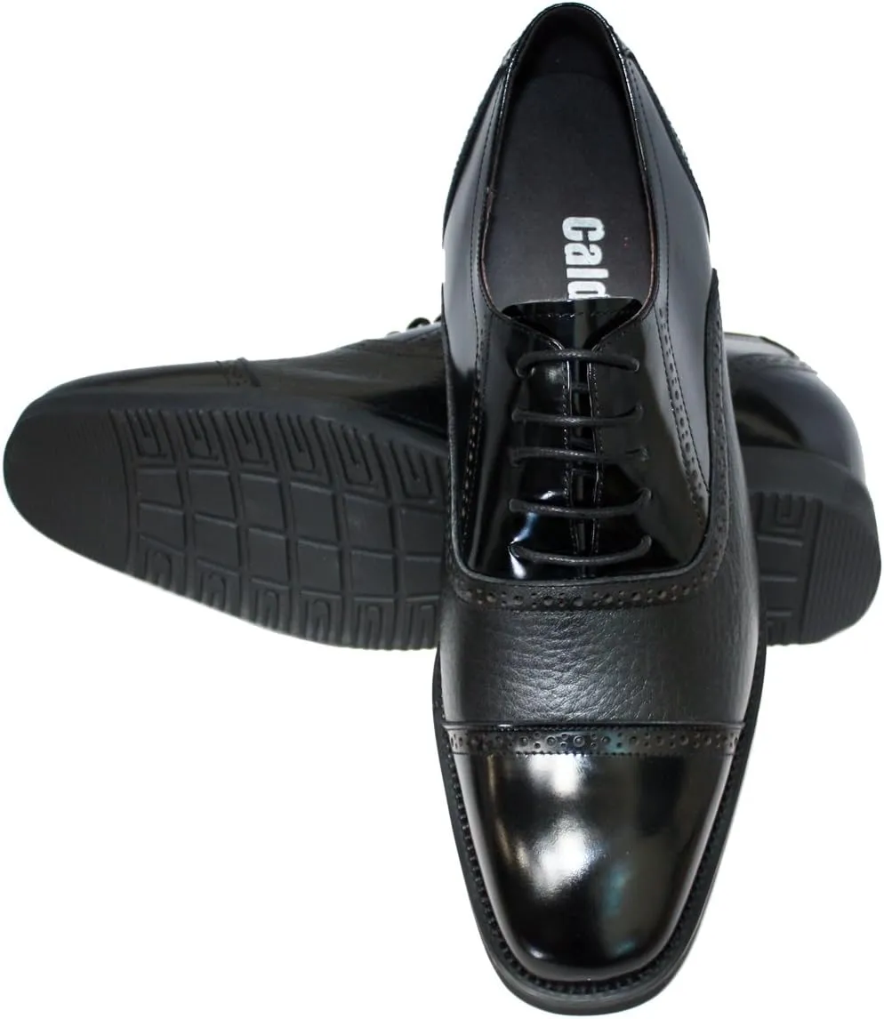 Calden Men's Invisible Height Increasing Elevator Shoes - Black Leather Lace-up Lightweight Formal Dress Oxfords - 2.8 Inches Taller - K320021 - Size 11 D(M) US