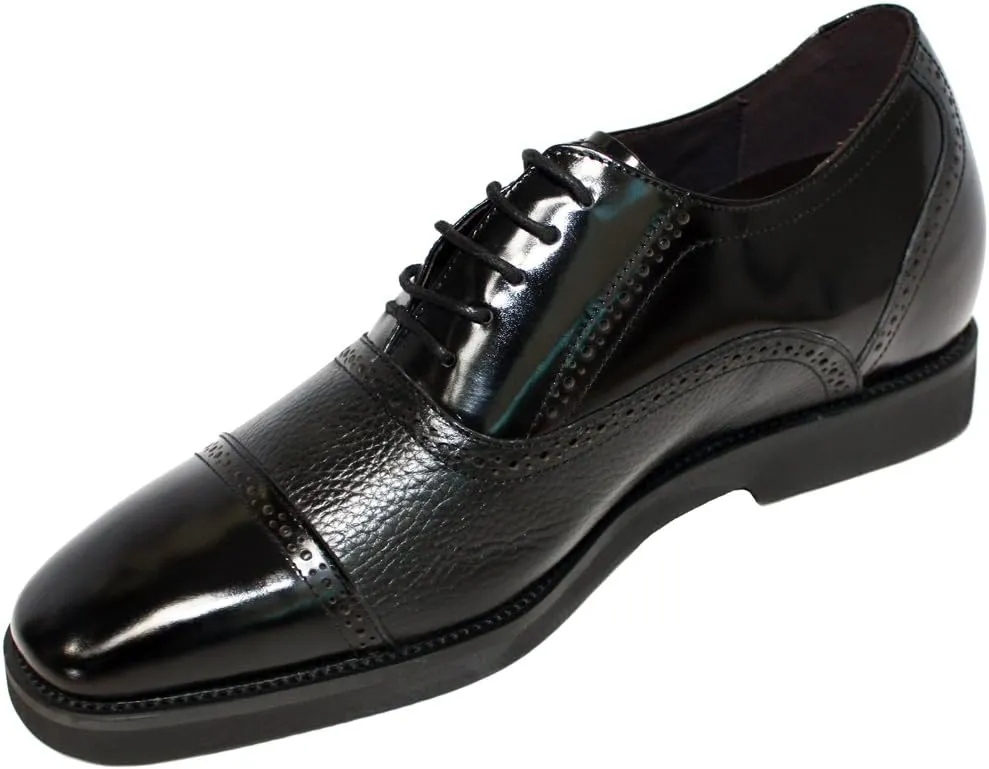 Calden Men's Invisible Height Increasing Elevator Shoes - Black Leather Lace-up Lightweight Formal Dress Oxfords - 2.8 Inches Taller - K320021 - Size 11 D(M) US