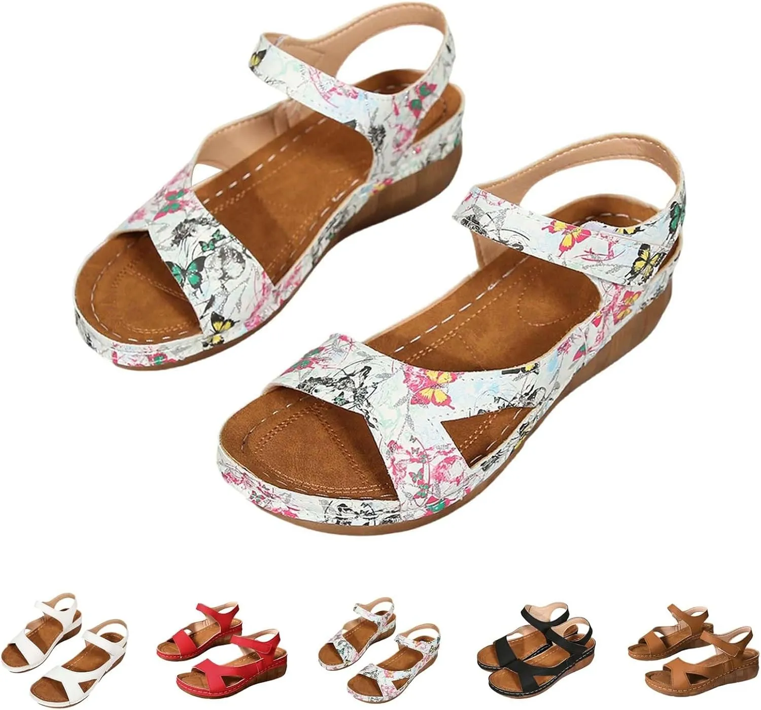 Casual Side Hollow Belt Adhesive Slope Bottom Roman Shoes Summer Fashion Ladies Sandals Walk Pro Sandals for Women
