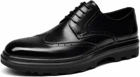Dress Shoes for Men Men's Genuine Cow Leather Derby Wingtip Shoes Handmade Formal Office Footwear