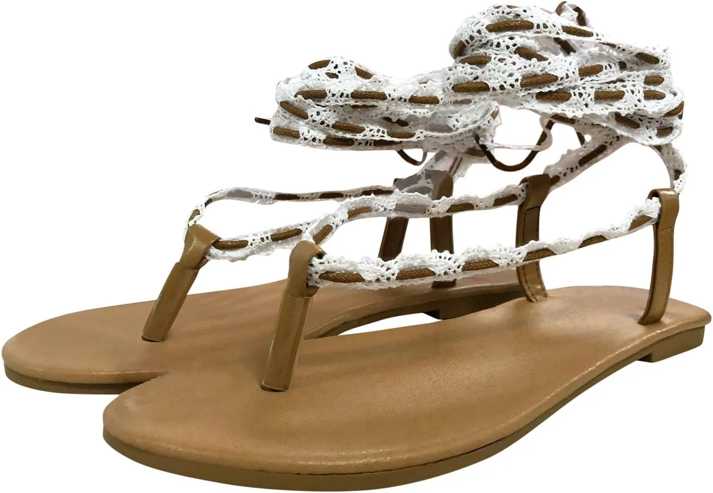 Flip Flat Lace Fashion Up Lace Ladies Sandals Solid Color Casual On Women's sandals Shoes Slides