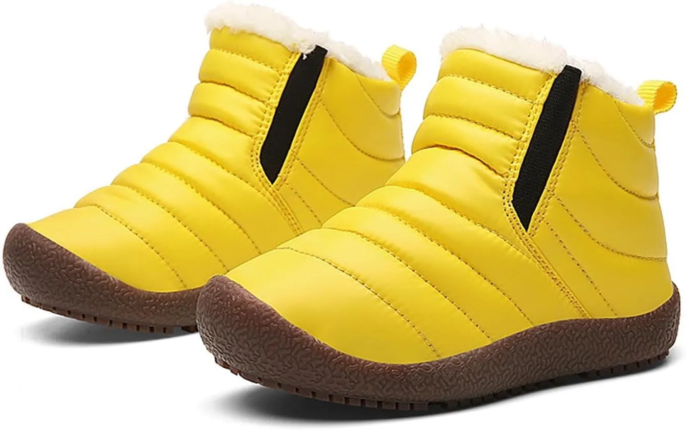 Girls Boys Ankle Snow Boots Faux  Lined Cozy Furry Outdoor Warm Comfortable Non Slip Shoes Winter Solid Flat
