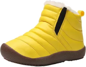 Girls Boys Ankle Snow Boots Faux  Lined Cozy Furry Outdoor Warm Comfortable Non Slip Shoes Winter Solid Flat
