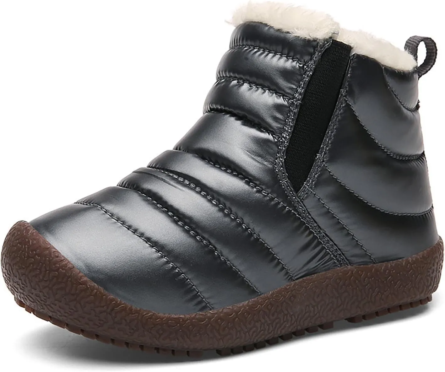 Girls Boys Ankle Snow Boots Faux  Lined Cozy Furry Outdoor Warm Comfortable Non Slip Shoes Winter Solid Flat