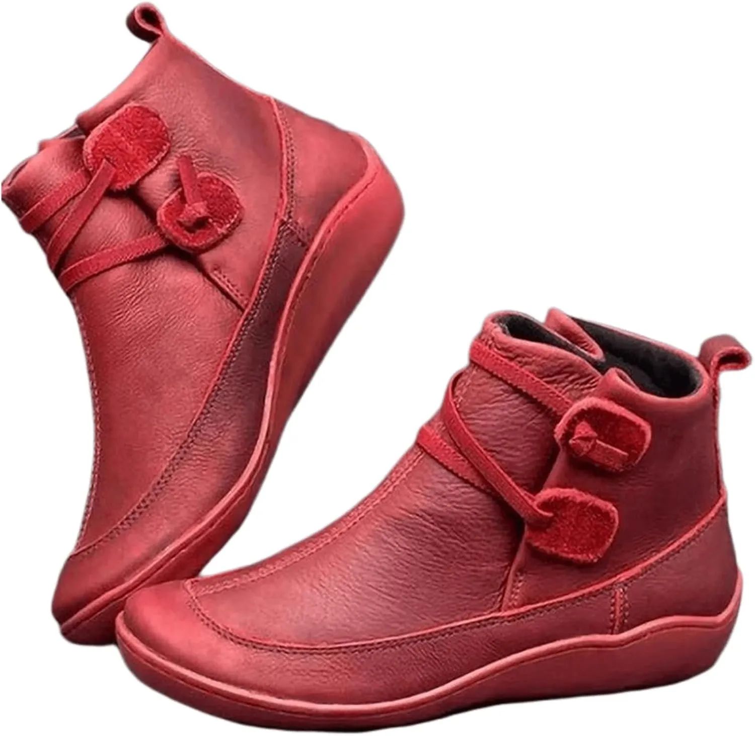 Ladmiple Boots For Women Ankle Booties Western Cowboy Cowgirl Round Toe Short Booties Classic High Top Combat Walking Shoes