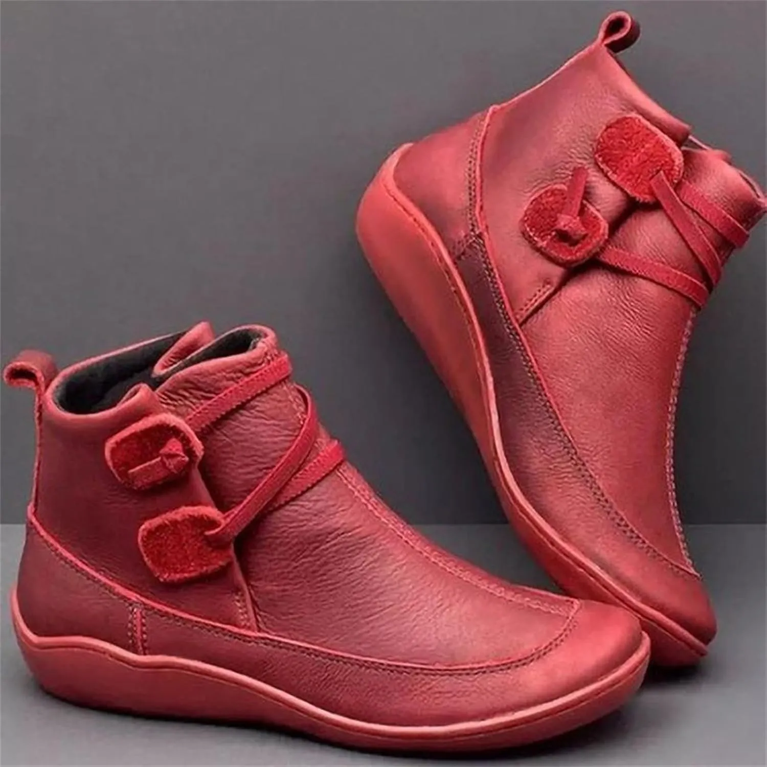 Ladmiple Boots For Women Ankle Booties Western Cowboy Cowgirl Round Toe Short Booties Classic High Top Combat Walking Shoes