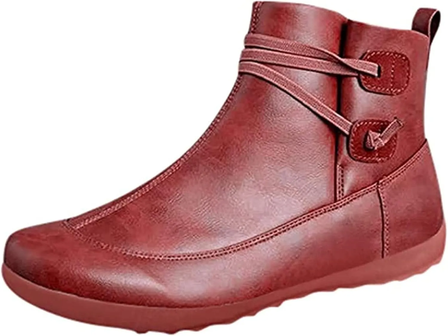 Ladmiple Boots For Women Ankle Booties Western Cowboy Cowgirl Round Toe Short Booties Classic High Top Combat Walking Shoes
