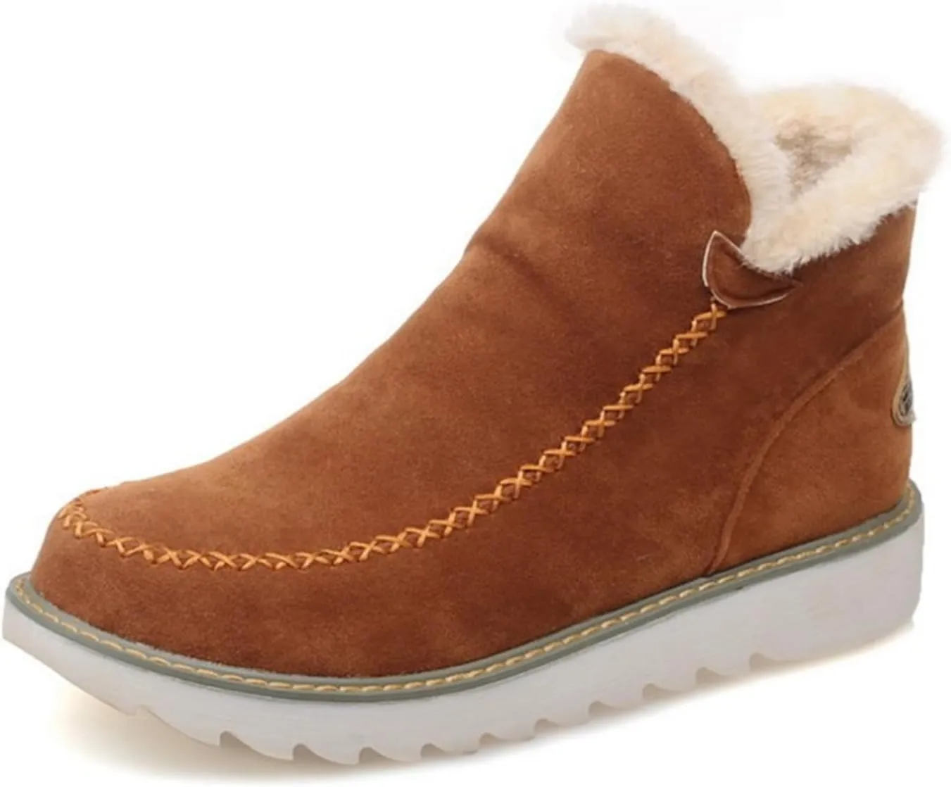Ladmiple Boots For Women Ankle Booties Winter Casual Slip-on Warm Loafers Faux Fur-Lined Comfortable Snow Walking Shoes