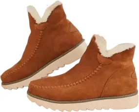 Ladmiple Boots For Women Ankle Booties Winter Casual Slip-on Warm Loafers Faux Fur-Lined Comfortable Snow Walking Shoes