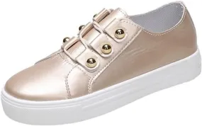 Ladmiple Shoes For Women Dressy Casual Flats PU Leather Shoes Lace Up Comfortable Fashion Slip On Sneakers Walking Loafers
