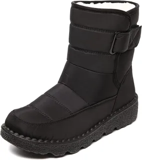 Ladmiple Winter Boots For Women Waterproof Snow Non Slip Fur Lined Warm Ankle Booties Slip On Outdoor Comfortable Shoes