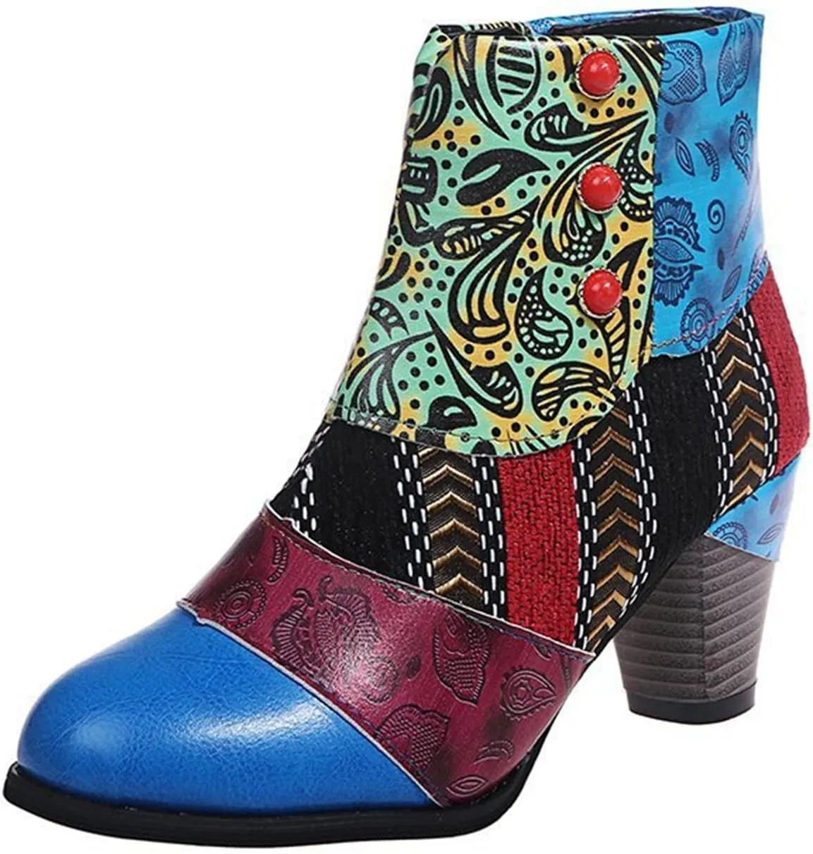 Lausiuoe Ankle Boots For Women Dressy Chunky Heel Vintage Cowgirl Boots Retro Short Wide Width Zipper Western Booties