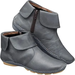 Lausiuoe Boots For Women Ankle Booties Flat Comfort Classic Ankle Boots Western Casual Dressy Wide Width Boot Pull-On
