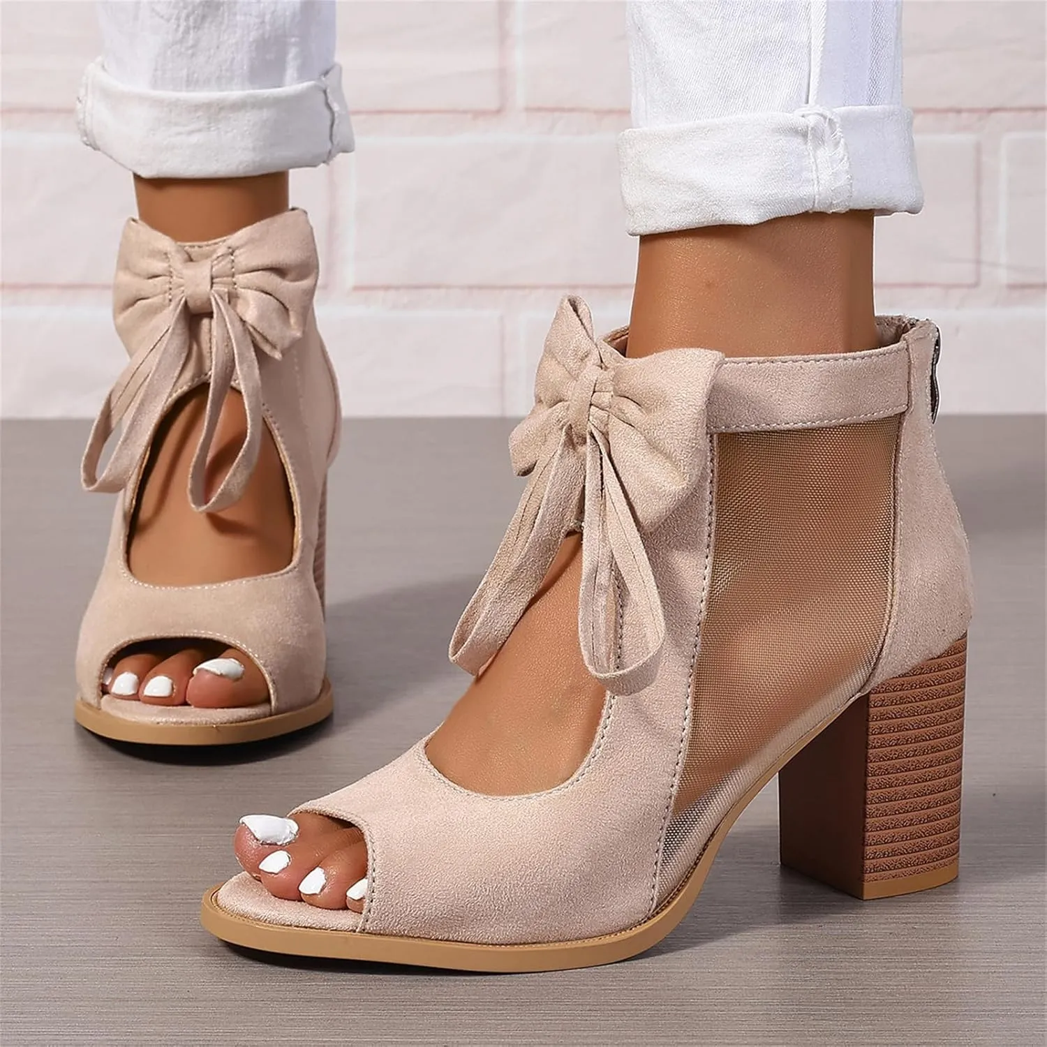 Lausiuoe Chunky Heels For Women Dressy Sexy Chunky Block High Heels Strappy Open Toe Casual Summer Ankle Strap Wedge Sandals