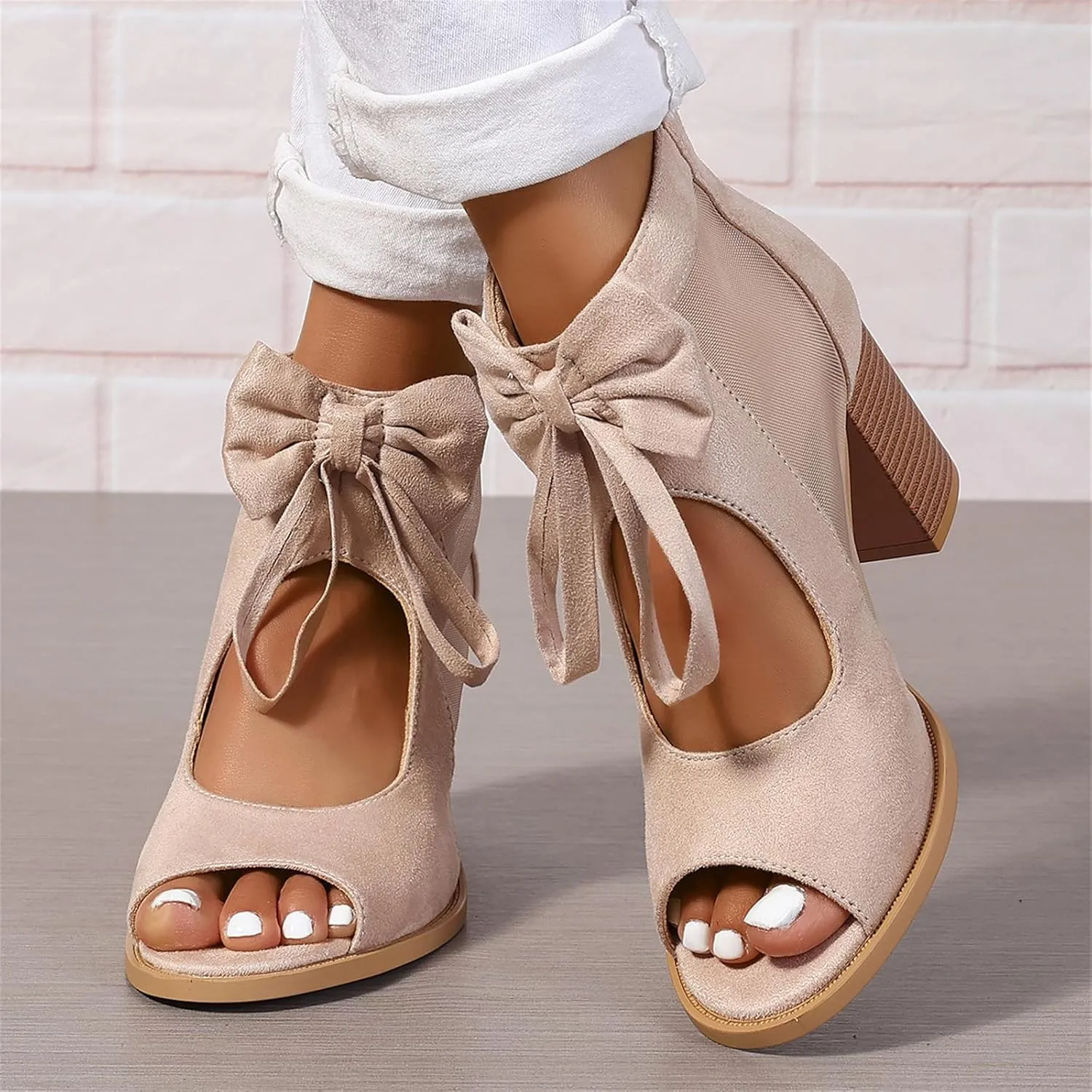 Lausiuoe Chunky Heels For Women Dressy Sexy Chunky Block High Heels Strappy Open Toe Casual Summer Ankle Strap Wedge Sandals