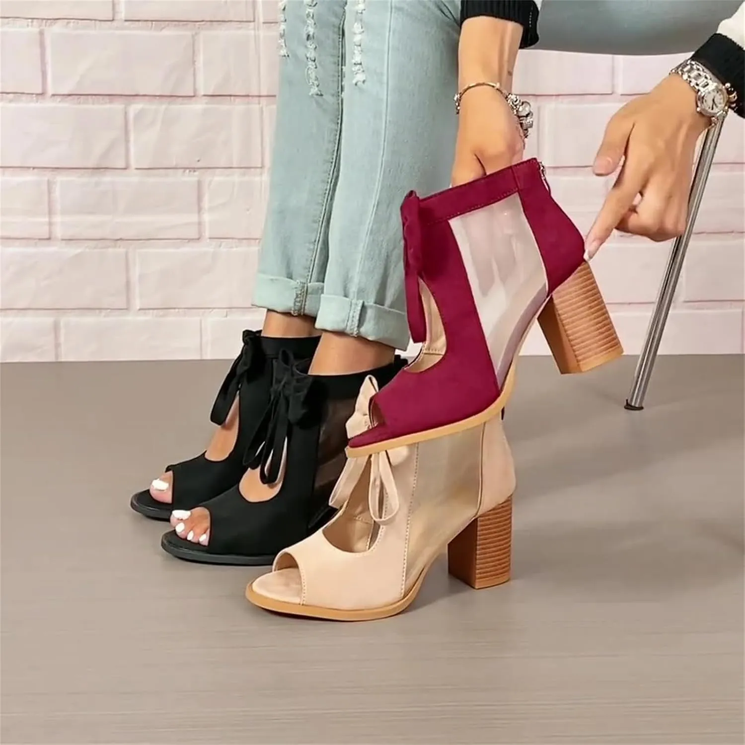 Lausiuoe Chunky Heels For Women Dressy Sexy Chunky Block High Heels Strappy Open Toe Casual Summer Ankle Strap Wedge Sandals