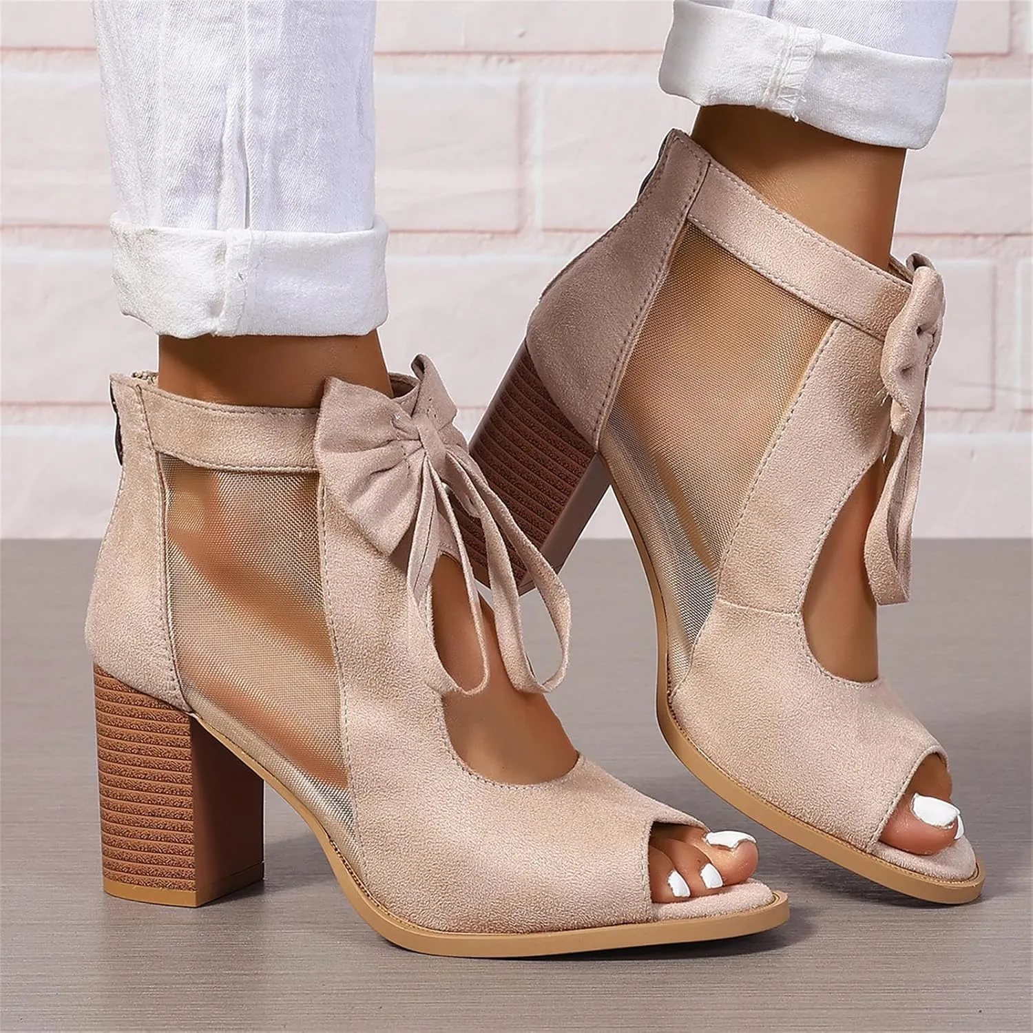Lausiuoe Chunky Heels For Women Dressy Sexy Chunky Block High Heels Strappy Open Toe Casual Summer Ankle Strap Wedge Sandals