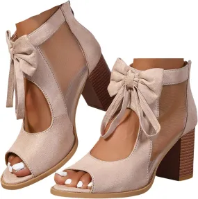 Lausiuoe Chunky Heels For Women Dressy Sexy Chunky Block High Heels Strappy Open Toe Casual Summer Ankle Strap Wedge Sandals