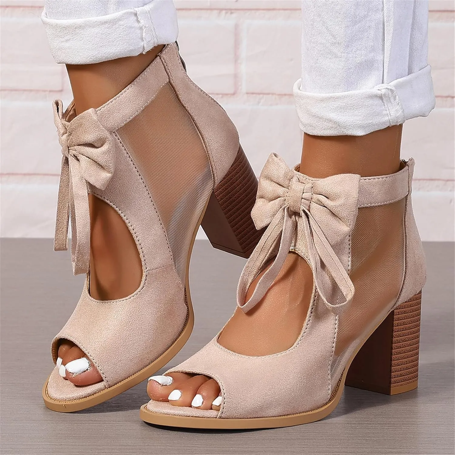 Lausiuoe Chunky Heels For Women Dressy Sexy Chunky Block High Heels Strappy Open Toe Casual Summer Ankle Strap Wedge Sandals