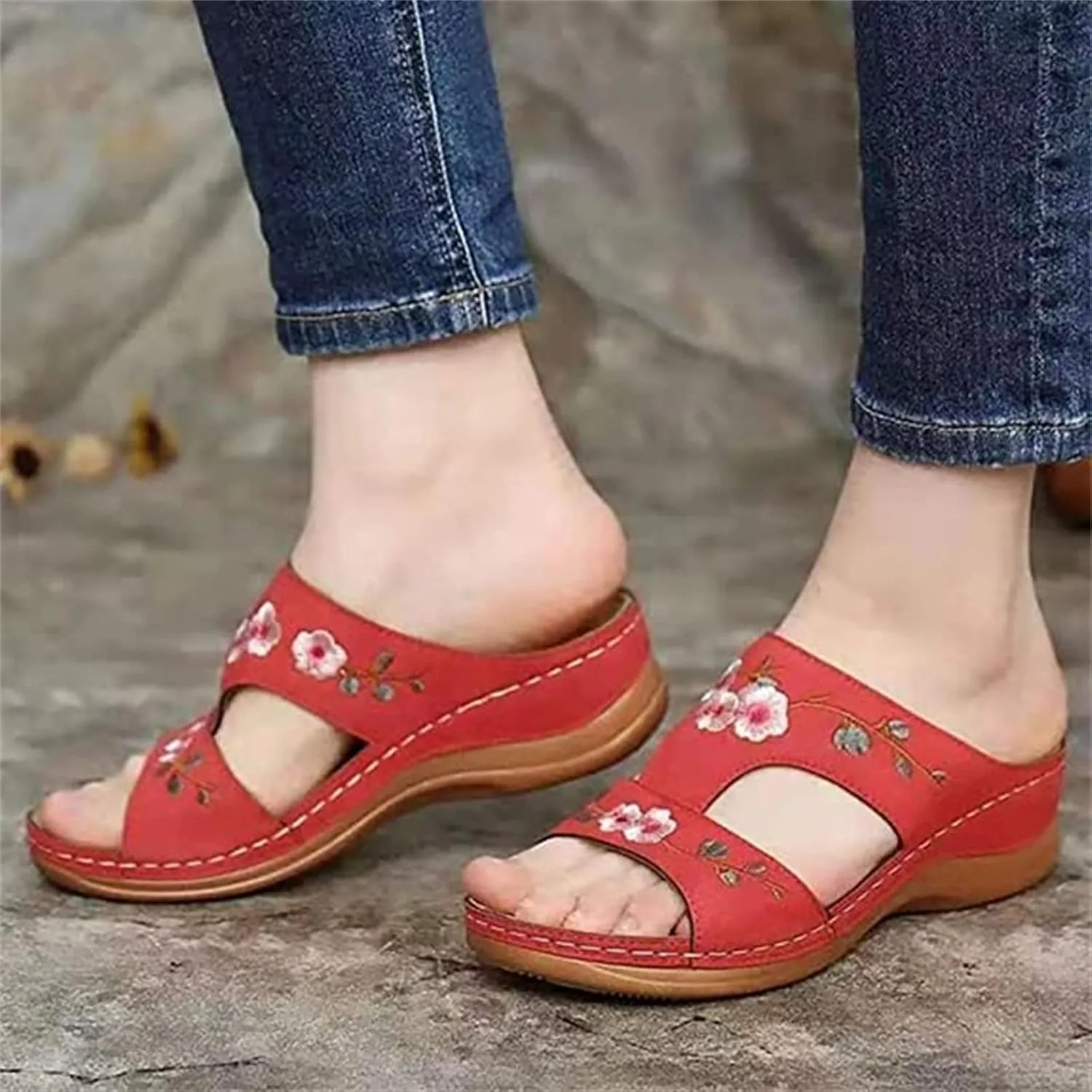 Lausiuoe Comfortable Orthopedic Sandals For Women Dressy Summer Comfortable Arch Support Open Toe Orthotic Slides Flip Flops