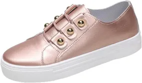 Lausiuoe Shoes for Women Sneakers Trendy Low Top Leather Slip On Sneakers Casual Fashion Comfortable Walking Flat Loafers