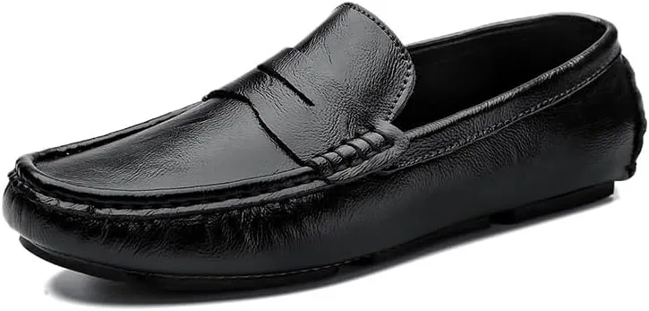 Men's Loafers Round Toe Vegan Leather Penny Driving Loafers Lightweight Comfortable Anti-Slip Walking Slip-on