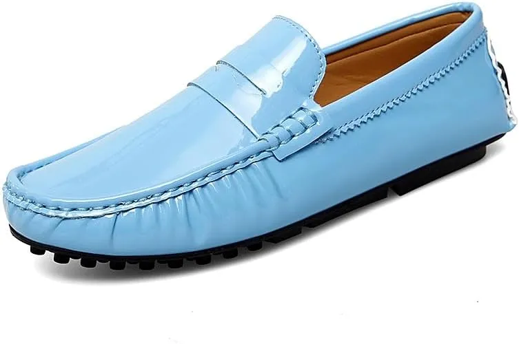 Men's Loafers Shoes Round Toe Leather Driving Penny Loafers Lightweight Comfortable Flexible Outdoor Slip On