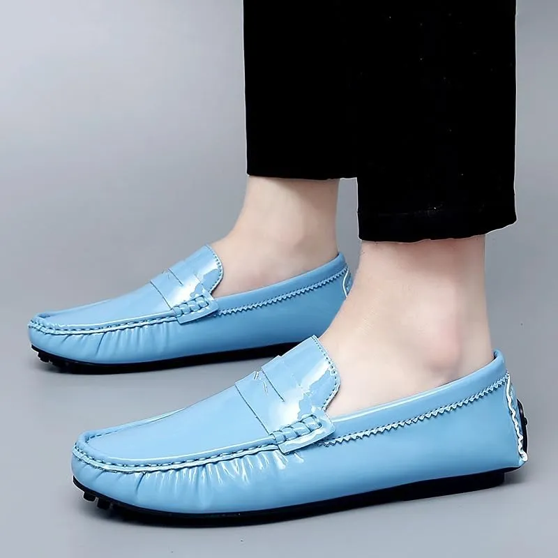 Men's Loafers Shoes Round Toe Leather Driving Penny Loafers Lightweight Comfortable Flexible Outdoor Slip On