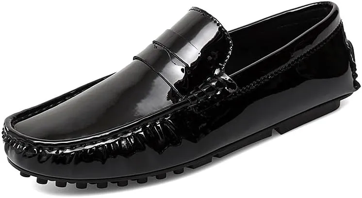 Men's Loafers Shoes Round Toe Leather Driving Penny Loafers Lightweight Comfortable Flexible Outdoor Slip On