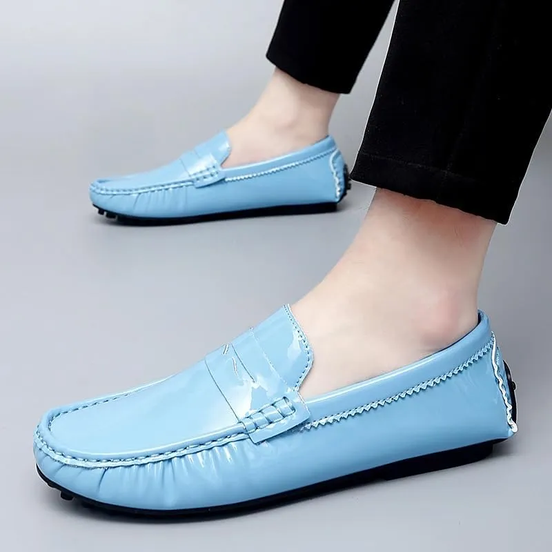 Men's Loafers Shoes Round Toe Leather Driving Penny Loafers Lightweight Comfortable Flexible Outdoor Slip On