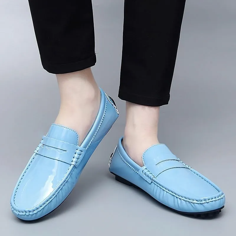 Men's Loafers Shoes Round Toe Leather Driving Penny Loafers Lightweight Comfortable Flexible Outdoor Slip On