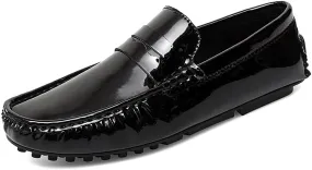 Men's Loafers Shoes Round Toe Leather Driving Penny Loafers Lightweight Comfortable Flexible Outdoor Slip On