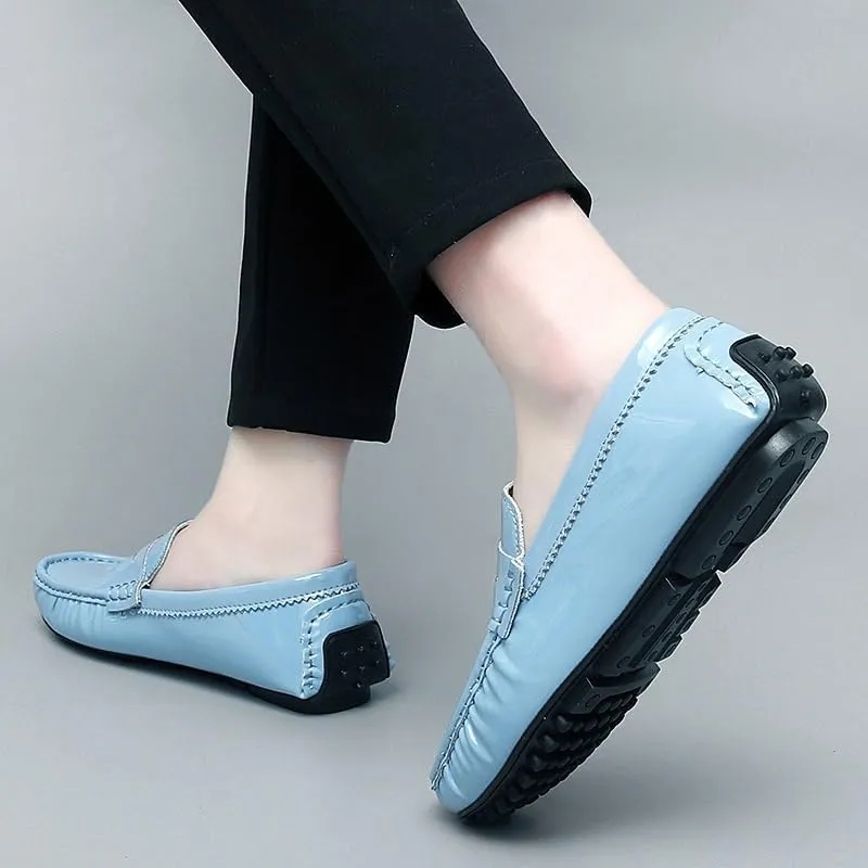 Men's Loafers Shoes Round Toe Leather Driving Penny Loafers Lightweight Comfortable Flexible Outdoor Slip On