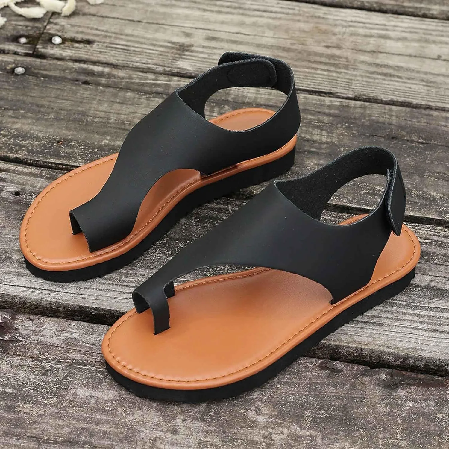 Posh Sandals Women Comfort Flat Summer Shoes Vintage Flip Flops Sandals for Women with Small Heel