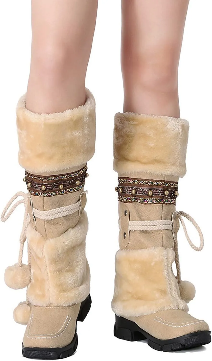 Snow Boots for Women Cute Waterproof Winter Walking Boots for Women Winter Brown Boots for Women