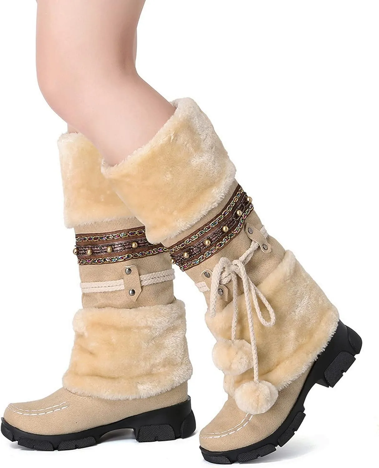 Snow Boots for Women Cute Waterproof Winter Walking Boots for Women Winter Brown Boots for Women