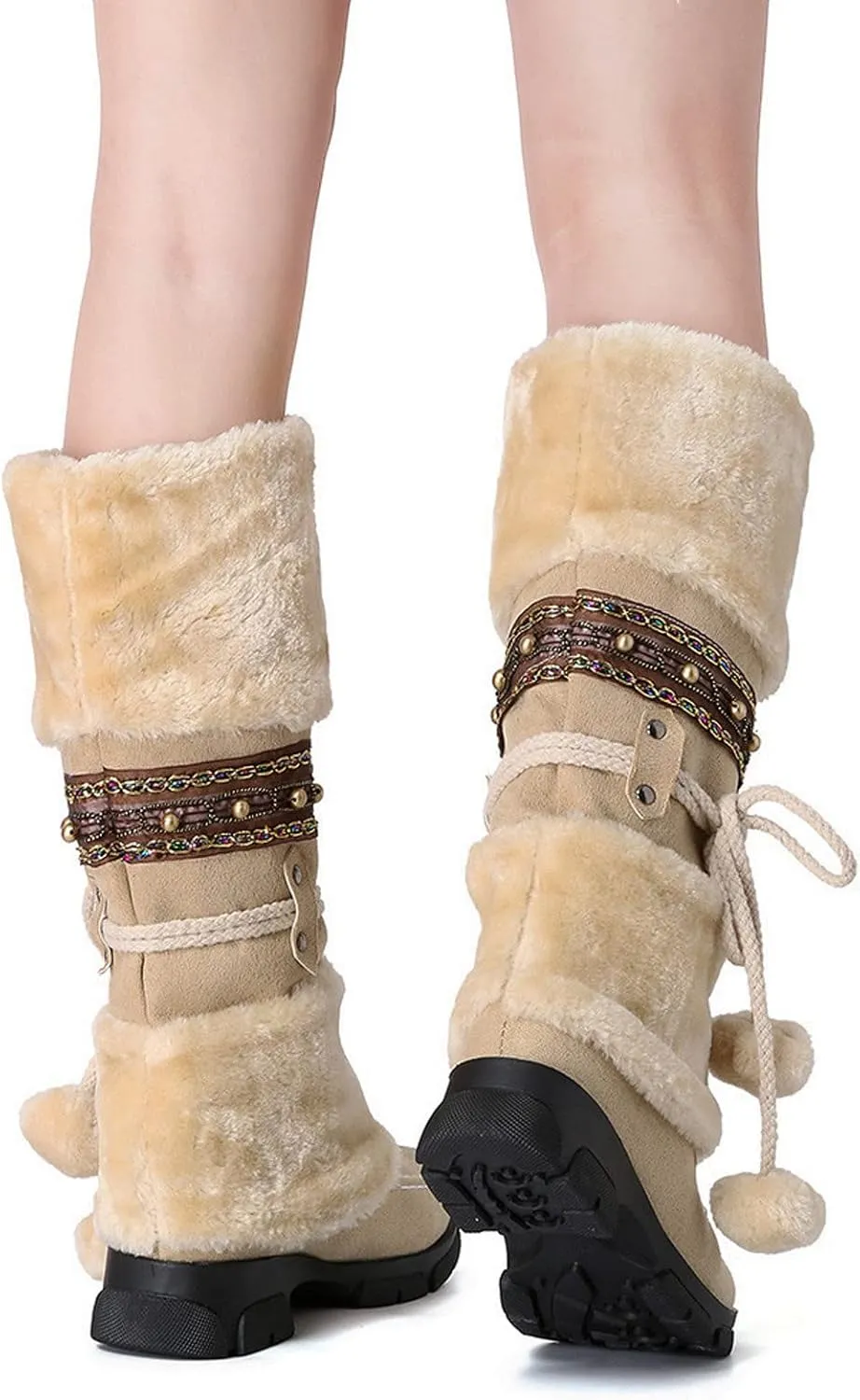 Snow Boots for Women Cute Waterproof Winter Walking Boots for Women Winter Brown Boots for Women