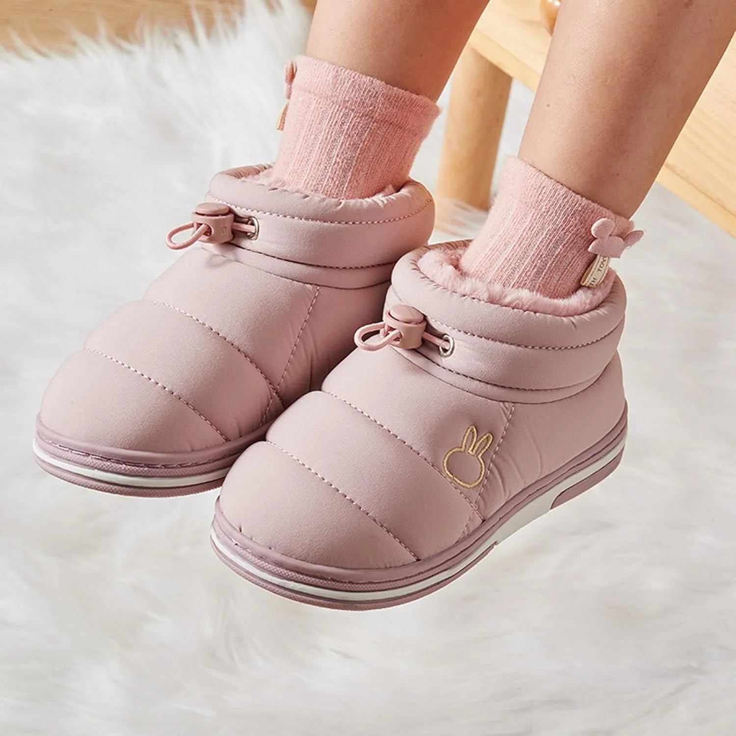 Toddler Baby Boys Girls Warm House Boots Kids Slippers Fuzzy  Lined Comfy Flat Bottom Indoor Bedroom Shoes