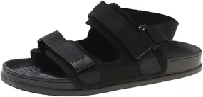 Women's Double Hook and Loop Sandals Solid Casual Summer Beach Shoe High Elastic Ankle Strap Sandal Flats