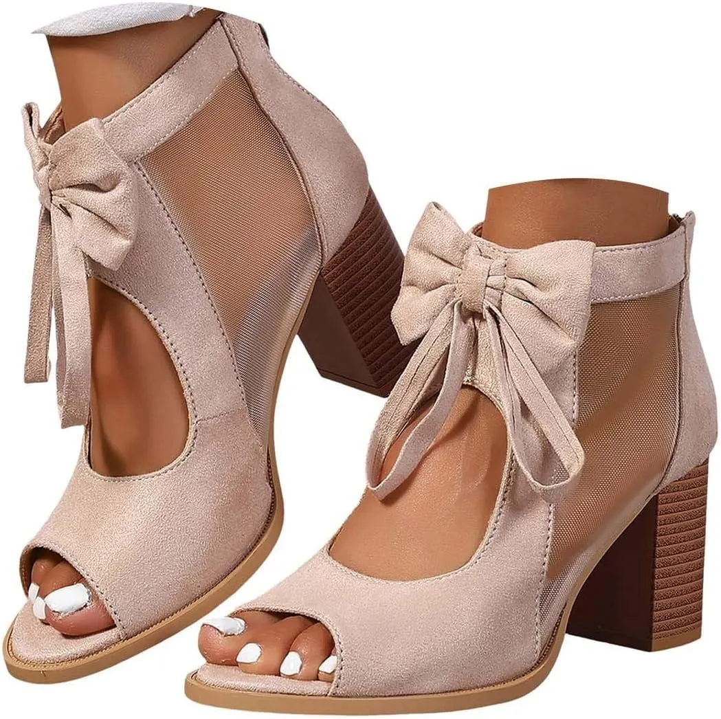 Womens Suede Platform Heels Sandals Open Toe Solid Color Fashion Hollow Out Breathable Comfortable Heel Sandal Ankle Strap Comfortable Party Dress Shoes Dressy Block Heels