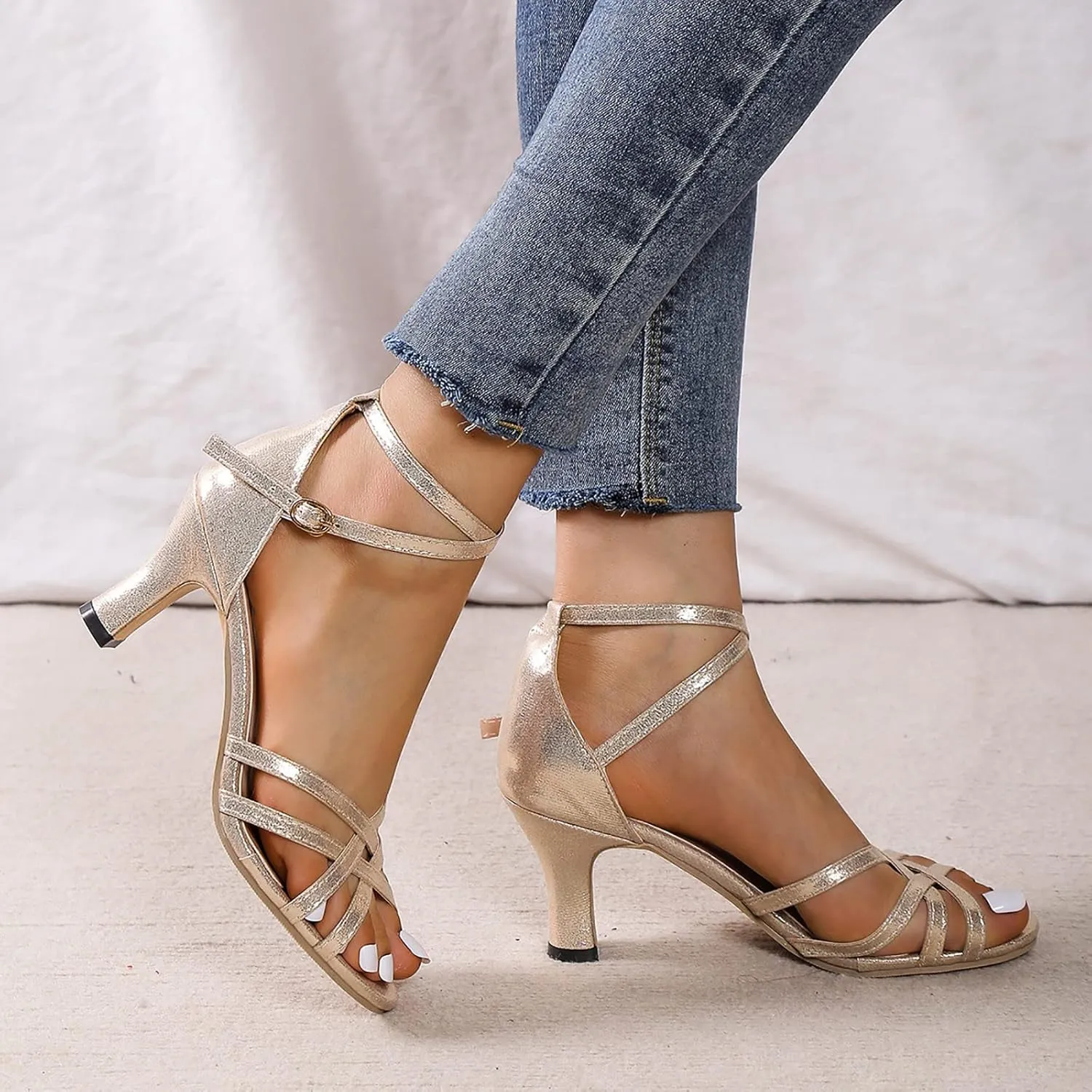 ZSpzx Summer Sandals For Women 2025,Womens Heeled Sandals Ankle Strap Chunky High Heels Block Open Toe Slides Slippers Strappy Sandal Slip on Casual Sexy Summer Beach Shoes for Daily Wear